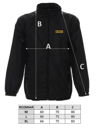 KURTKA WIATRÓWKA MĘSKA Z LOGO DeWALT rozmiar M