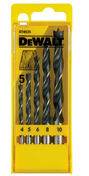 DEWALT DT4535 KOMPLET 5SZT WIERTEŁ KRĘTYCH DO DREWNA 4-10mm