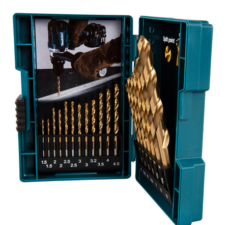 MAKITA B-67795 ZESTAW WIERTEŁ TYTANOWYCH DO METALU HSS TIN 19 SZT