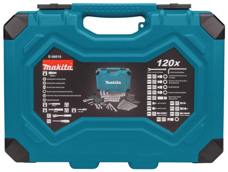 MAKITA E-06616 ZESTAW NARZĘDZI RĘCZNYCH 120 szt