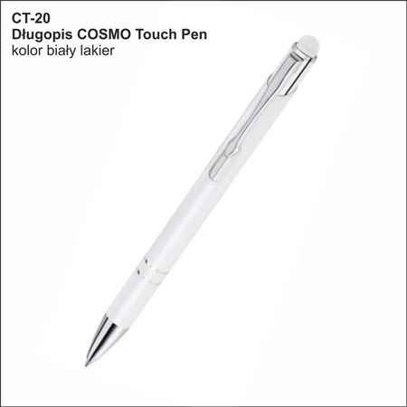 DŁUGOPIS METALOWY BIAŁY Z GUMKĄ DO SMARTFONA logo DeWALT