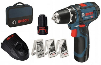 BOSCH GSR 12V-15 Wiertarko-wkrętarka 2AKU + 39 el.