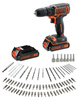 BLACK DECKER BDCDC18BAFC WKRĘTARKA 18V + 2x1,5Ah + OSPRZĘT 80 SZT