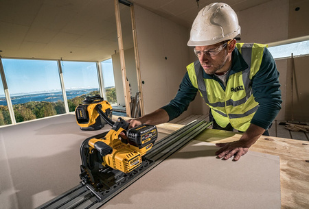 DeWALT DCS520 ZAGŁĘBIARKA AKUMULATOROWA 54V FlexVolt + szyna 1,5m + ściski + 2x 6Ah TSTAK VI