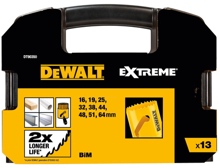 DeWALT DT90350 ZESTAW OTWORNIC EXTREME 16-64mm 13pc