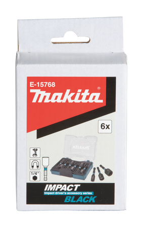 MAKITA E-15768 Zestaw nasadek udarowych bit 1/4" 50 mm 6 sztuk Impact Black