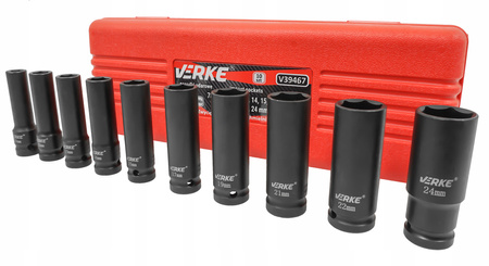 VERKE V39467 ZESTAW NASADEK UDAROWYCH 1/2" 10-24mm - 10 SZTUK