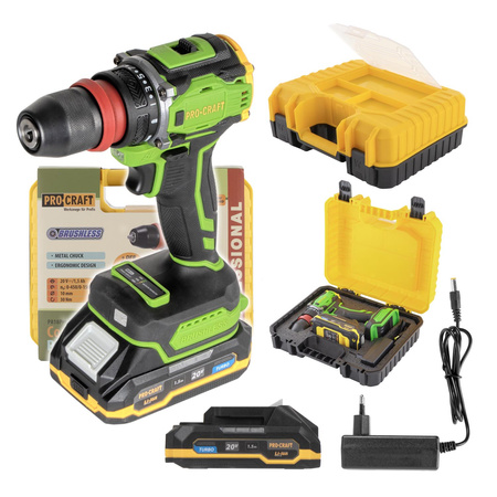 PROCRAFT PA18PRODFR WIERTARKO WKRĘTARKA 30Nm AKUMULATOROWA BEZSZCZOTKOWA 1X1.5AH 20V