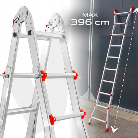 VERKE V87100 DRABINA WIELOFUNKCYJNA PRZEGUBOWA SKŁADANA ALUMINIOWA MOCNA 150KG 4x4