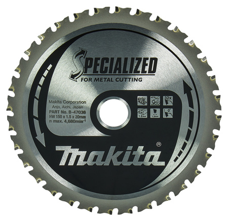 MAKITA B-47036 TARCZA TNĄCA SPECJALIZED 150x20MM 32Z
