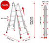 VERKE V87101 DRABINA WIELOFUNKCYJNA PRZEGUBOWA SKŁADANA ALUMINIOWA MOCNA 150KG 4x5