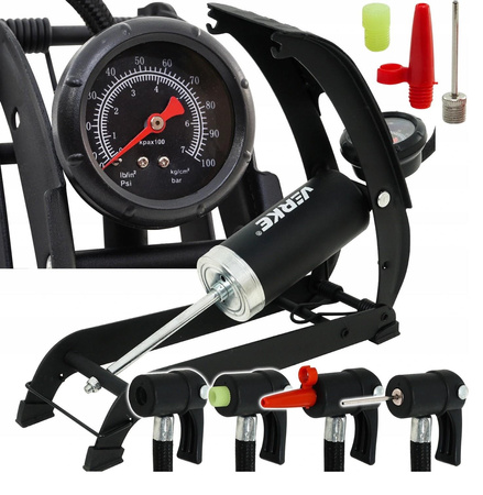 VERKE V83140 POMPKA NOŻNA JEDNOTŁOKOWA Z MANOMETREM