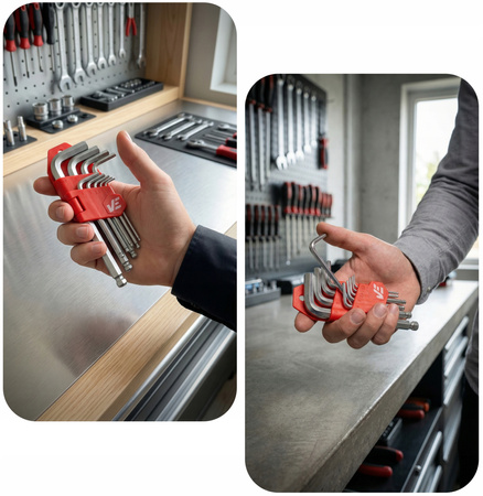 VERKE V35503 ZESTAW KLUCZY IMBUS Z KULKĄ 9 SZTUK KRÓTKIE