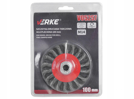 VERKE V05258 SZCZOTKA DRUCIANA TARCZOWA M14 PLECIONA 125mm VE
