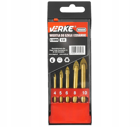 VERKE V05039 WIERTŁA DO SZKŁA I CERAMIKI 4-10 mm