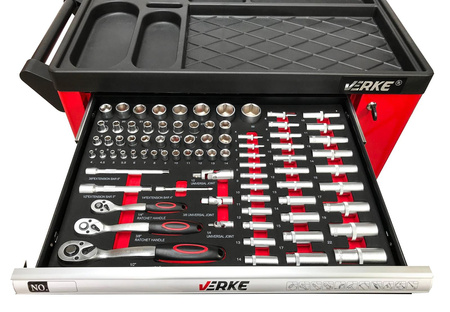 VERKE V33107 SZAFKA NARZĘDZIOWA 7+1 SZUFLAD + 250 NARZĘDZI