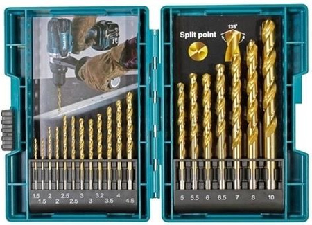 MAKITA B-67795 ZESTAW WIERTEŁ TYTANOWYCH DO METALU HSS TIN 19 SZT
