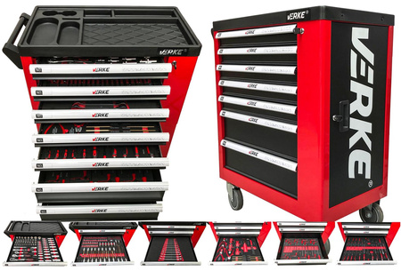 VERKE V33107 SZAFKA NARZĘDZIOWA 7+1 SZUFLAD + 250 NARZĘDZI