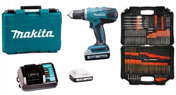 MAKITA DF457DWE Wiertarko Wkrętarka 18V 42Nm +Osprzęt VERKE 246 sztuk