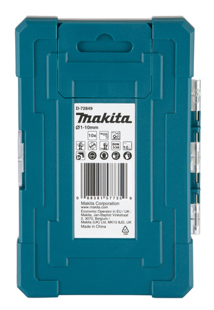 MAKITA D-72849 Zestaw Wierteł do metalu HSS-TIN 1-10 mm 10 sztuk zestaw