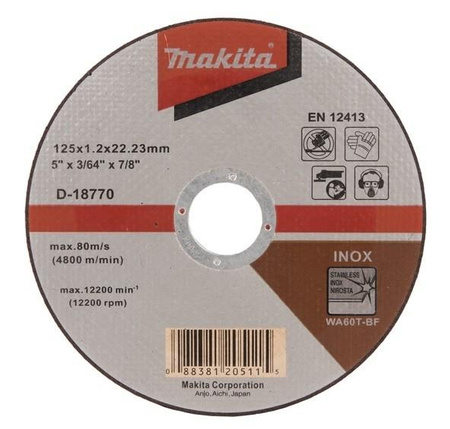 MAKITA D-18770-10 TARCZA TNĄCA INOX 125x1.2mm - 10szt