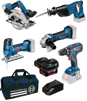 BOSCH ZESTAW 18V GSR GWS GSA GKS GST - 5 SZT + 3x4,0Ah