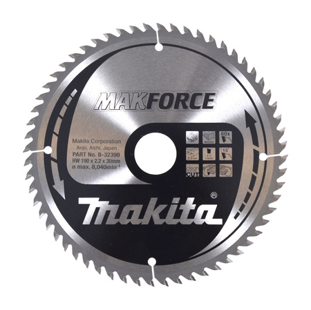 MAKITA B-32390 TARCZA TNĄCA MAKFORCE 190/30/2,2 mm 60 zębów