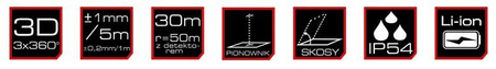 PRO LK-360.3DG LASER PŁASZCZYZNOWY KRZYŻOWY 3D 360 + statyw