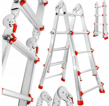 VERKE V87100 DRABINA WIELOFUNKCYJNA PRZEGUBOWA SKŁADANA ALUMINIOWA MOCNA 150KG 4x4