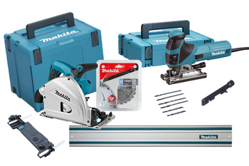 MAKITA MEU029J ZESTAW COMBO ZAGŁĘBIARKA SP6000J + WYRZYNARKA 4351FCTJ + SZYNA 1,5M + ADAPTER
