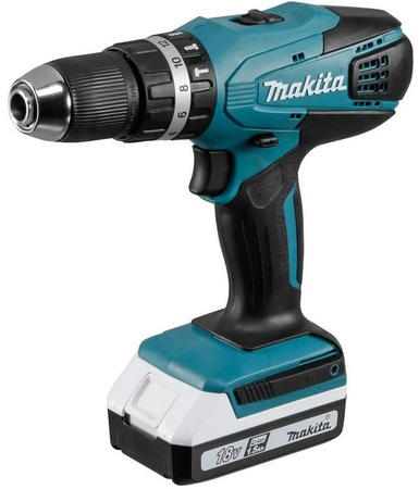 Makita hp457dwex4 wkrętarka 18v + 2x1,5ah + osprzęt - uszkodzona walizka!