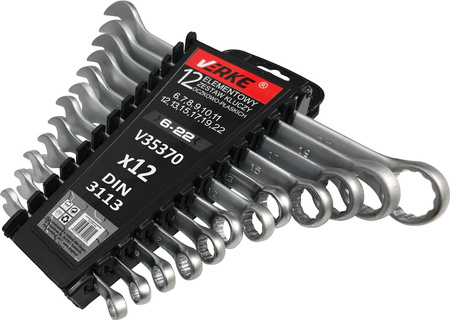 VERKE V35370 KLUCZE PŁASKO OCZKOWE 6-22mm 12 szt KLIP V35370