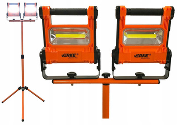VERKE 2x LAMPA HALOGEN AKU LED 20W LATARKA + STATYW