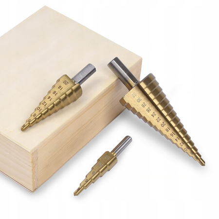 VERKE V05049 WIERTŁO STOŻKOWE STOPNIOWE SPIRALNE HSS 3szt 4-32