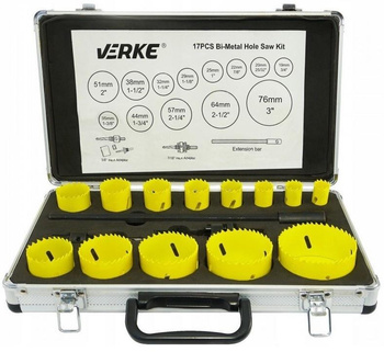 VERKE V05090 ZESTAW OTWORNIC 19-76 mm DO METALU 17 el.