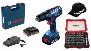 BOSCH GSB 180-Li WKRĘTARKA 18V 2x2Ah + BITY 36 szt