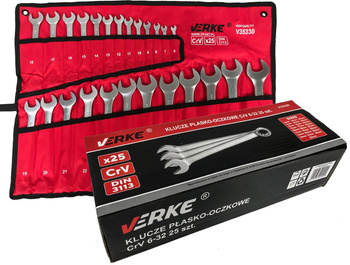 VERKE KLUCZE PŁASKO OCZKOWE 6-32mm 25szt ZESTAW
