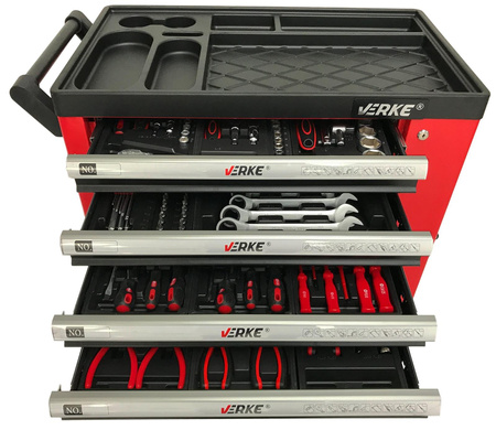 VERKE V33106 SZAFKA NARZĘDZIOWA 7+1 SZUFLAD + 155 NARZĘDZI