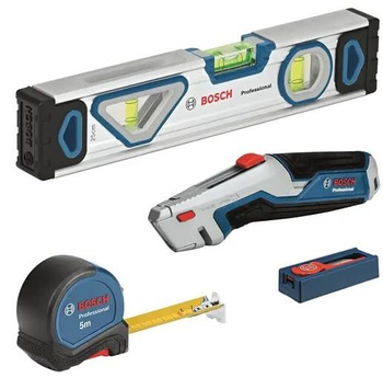 BOSCH ZESTAW NARZĘDZI RĘCZNYCH MIARA POZIOMICA NÓŻ