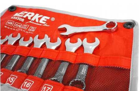 VERKE V35308 KLUCZE PŁASKO-OCZKOWE KRÓTKIE 10 EL. 10-19mm