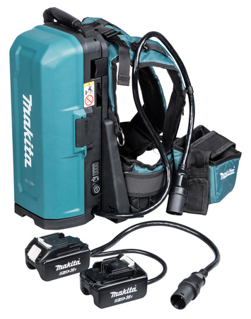 MAKITA PDC01 191A59-5 PRZENOŚNA JEDNOSTKA ZASILAJĄCA PLECAK ZASILAJĄCY NA AKUMULATORY LI-ION + 2 ADAPTERY 18V I 2X18V