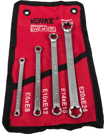 VERKE V35015 KLUCZE OCZKOWE TORX E6-E24 4 szt ZESTAW ETUI
