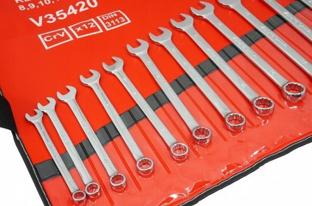 VERKE V35420 KLUCZE PŁASKO-OCZKOWE 12 EL 8-19mm POKROWIEC