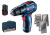 BOSCH GSB 12V-30 WKRĘTARKA 2x2Ah + OSPRZĘT 37 szt