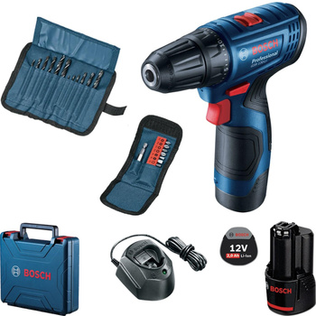 BOSCH GSR 120-Li WKRĘTARKA 30Nm + 2x2,0Ah + AKCESORIA