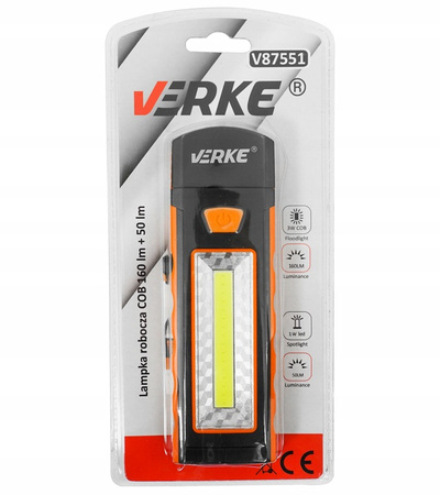 VERKE V87551 LATARKA WARSZTATOWA LED COB (KEMPINGOWA, TURYSTYCZNA)