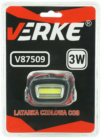 VERKE LATARKA CZOŁOWA LAMPKA CZOŁÓWKA LED COB 3W