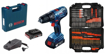 BOSCH GSB 180-Li WKRĘTARKA 18V 2x2Ah + VERKE 246pc