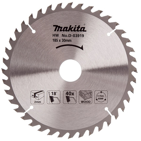 MAKITA D-03919 Tarcza piła tarczowa do cięcia drewna 185x30 40 Zębów
