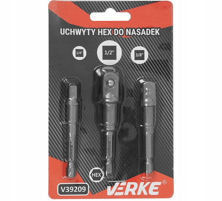 VERKE V39209 UCHWYTY HEX DO NASADEK 1/4" 3/8" 1/2"